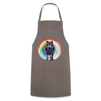 Wolf Wölfe Regenbogen - Kochschürze - Grau - Vorne - AI Model Male 185 dark (185cm)