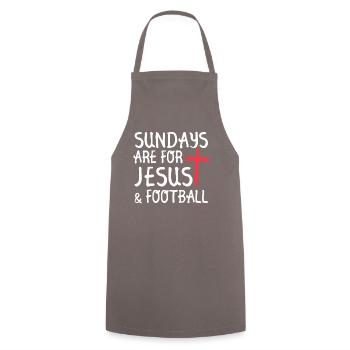 sonntaSonntags-t-shirt „jesus Und Fußball“ - Kochschürze - Grau - Vorne - AI Model Male 185 dark (185cm)
