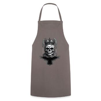 Skull Halloween Raven King - Cooking Apron - grey - Front - AI Model Male 185 dark (185cm)