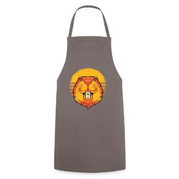 Retro North American Eurasian Castor Canadensis - Cooking Apron - grey - Front - AI Model Male 185 dark (185cm)