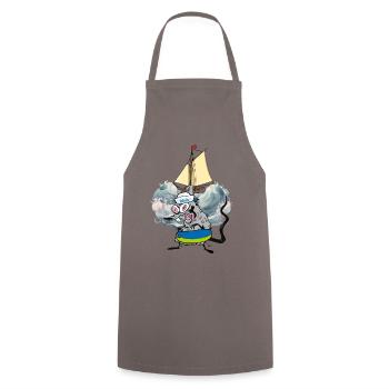 Rat Rats Sailing Ship Seafarers Sailors Ahoy - Cooking Apron - grey - Front - AI Model Male 185 dark (185cm)
