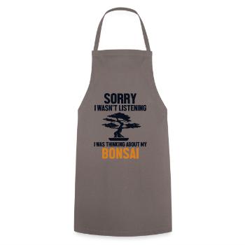 Was Thinking About My Bonsai Indoor Bonsai - Cooking Apron - grey - Front - AI Model Male 185 dark (185cm)