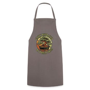 Easily Distracted By Bonsai Trees Bonsai Pots - Cooking Apron - grey - Front - AI Model Male 185 dark (185cm)