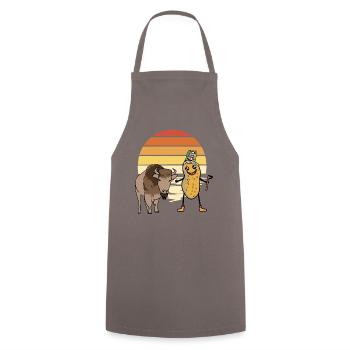 Chamans Cacahuète Bison sauvage d’Estonie Bison - Tablier de cuisine - gris - Devant - AI Model Male 185 dark (185cm)