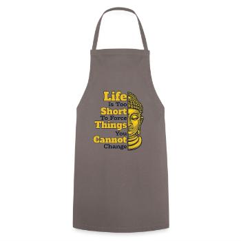 La vie est trop courte pour forcer les choses Statue bouddhiste - Tablier de cuisine - gris - Devant - AI Model Male 185 dark (185cm)