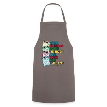 How Come Everyone Else Yells Bingo Daubers Caller - Cooking Apron - grey - Front - AI Model Male 185 dark (185cm)