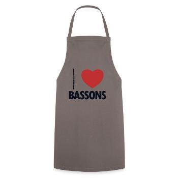 J’adore Bassons Basson Instrument Aerophone - Tablier de cuisine - gris - Devant - AI Model Male 185 dark (185cm)