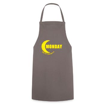 Monday Monday Moon Day Weekdays yellow used look - Cooking Apron - grey - Front - AI Model Male 185 dark (185cm)