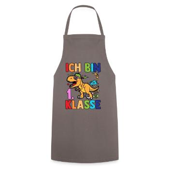 Dino Erste Klasse Schulkind Schulbeginn Einschulun - Kochschürze - Grau - Vorne - AI Model Male 185 dark (185cm)