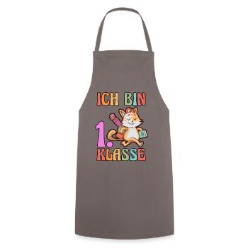 Katze Erste Klasse Schulkind Schulbeginn Einschulu - Kochschürze - Grau - Vorne - AI Model Male 185 dark (185cm)