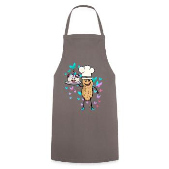 Baker Peanut Birthday Chef pâtissier - Tablier de cuisine - gris - Devant - AI Model Male 185 dark (185cm)