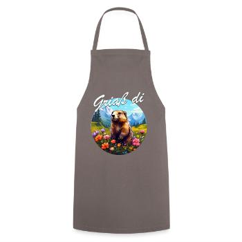 Griaß di Marmot, randonnée, montagnes, montagnards - Tablier de cuisine - gris - Devant - AI Model Male 185 dark (185cm)