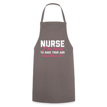 T-shirt "nurse Save Your Ass Not Kiss I" - Cooking Apron - grey - Front - AI Model Male 185 dark (185cm)