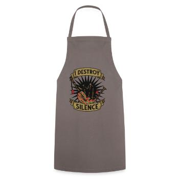 I Destroy Silence Blowpipe Great Highland Player - Cooking Apron - grey - Front - AI Model Male 185 dark (185cm)