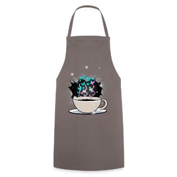Kaffee Kaffeetasse Koffein - Kochschürze - Grau - Vorne - AI Model Male 185 dark (185cm)