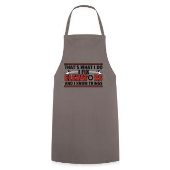 I Fix Elevators And I Know Things Repair Elevator - Cooking Apron - grey - Front - AI Model Male 185 dark (185cm)