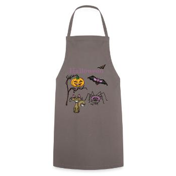 Halloween Kürbis und Fledermaus Design - Kochschürze - Grau - Vorne - AI Model Male 185 dark (185cm)