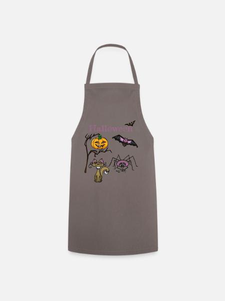 Halloween Kürbis und Fledermaus Design - Kochschürze - Grau