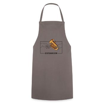 Michelangelo Creation of Adam Euphonium Euphonist - Cooking Apron - grey - Front - AI Model Male 185 dark (185cm)