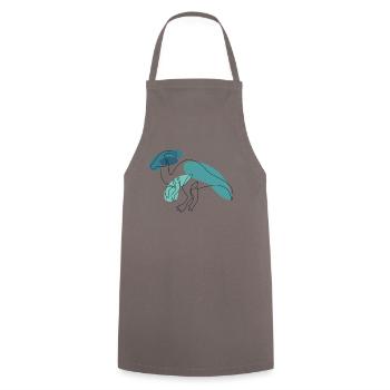 Lineart Parasaurolophini Hadrosauridae Lover - Cooking Apron - grey - Front - AI Model Male 185 dark (185cm)