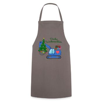 Excavator Merry Christmas Blue - Cooking Apron - grey - Front - AI Model Male 185 dark (185cm)