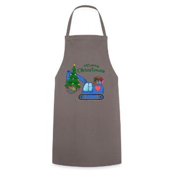 Excavator Merry Christmas Blue - Cooking Apron - grey - Front - AI Model Male 185 dark (185cm)