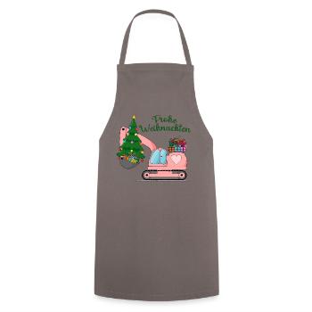 Excavator Merry Christmas Pink - Cooking Apron - grey - Front - AI Model Male 185 dark (185cm)
