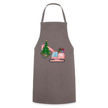 Excavator Christmas Pink - Cooking Apron - grey - Front - AI Model Male 185 dark (185cm)