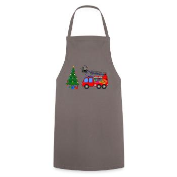 Noël du camion de pompiers - Tablier de cuisine - gris - Devant - AI Model Male 185 dark (185cm)