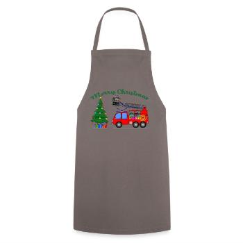 camion de pompiers Joyeux Noël - Tablier de cuisine - gris - Devant - AI Model Male 185 dark (185cm)