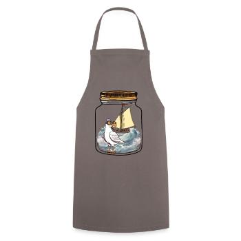 maritim Möwe Flaschenpost Möwen Segelschiff - Kochschürze - Grau - Vorne - AI Model Male 185 dark (185cm)