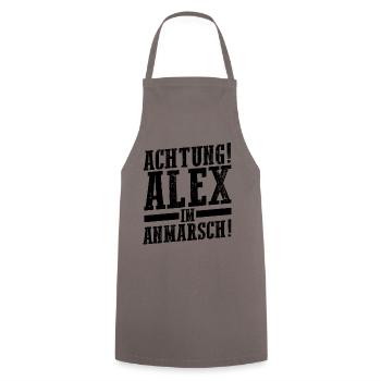 Alexander Alexandra Alexa Alex - Kochschürze - Grau - Vorne - AI Model Male 185 dark (185cm)