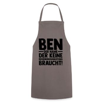Vorname Ben - Kochschürze - Grau - Vorne - AI Model Male 185 dark (185cm)