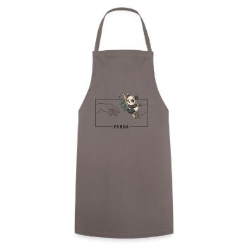 Michelangelo Creation of Adam Panda Friend Lover - Cooking Apron - grey - Front - AI Model Male 185 dark (185cm)