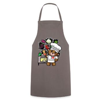 ours en peluche, cuisinier, chef, cuisinier, cuisinier, cuisinier, légumes - Tablier de cuisine - gris - Devant - AI Model Male 185 dark (185cm)
