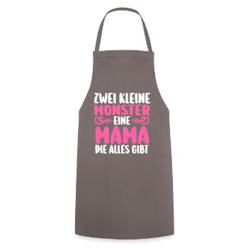 Maman de 2 enfants - Tablier de cuisine - gris - Devant - AI Model Male 185 dark (185cm)
