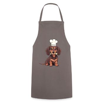 Teckel chien cuisiniers cuisinier cuisinier chiens - Tablier de cuisine - gris - Devant - AI Model Male 185 dark (185cm)