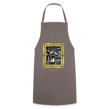 Maritim, Seaman, Seafarer, Ahoy - Cooking Apron - grey - Front - AI Model Male 185 dark (185cm)