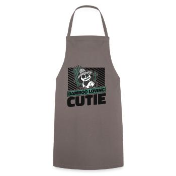 Bamboo Loving Cutie Panda Bear Friend Giant Panda - Cooking Apron - grey - Front - AI Model Male 185 dark (185cm)