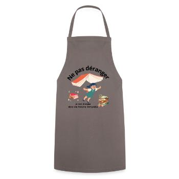 Ne pas déranger lecture - Tablier de cuisine - gris - Devant - AI Model Male 185 dark (185cm)