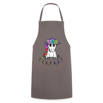 Unicorn Horse Horseshoe Kids Child Baby Mythical Creature - Cooking Apron - grey - Front - AI Model Male 185 dark (185cm)