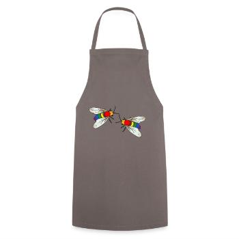 LGBT Biene Wespe Gay Pride Regenbogenfahne - Kochschürze - Grau - Vorne - AI Model Male 185 dark (185cm)