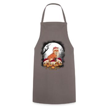 Weihnachtsmann Fuchs Hühner Huhn Nikolaus - Kochschürze - Grau - Vorne - AI Model Male 185 dark (185cm)
