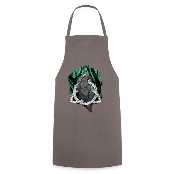 Corbeau de la forêt Corbeau Corbeau Corbeau Oiseau mystique - Tablier de cuisine - gris - Devant - AI Model Male 185 dark (185cm)
