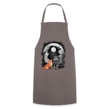 Forest Fox Foxes Wolf Wolves Mystical Fairy Tale Child - Cooking Apron - grey - Front - AI Model Male 185 dark (185cm)