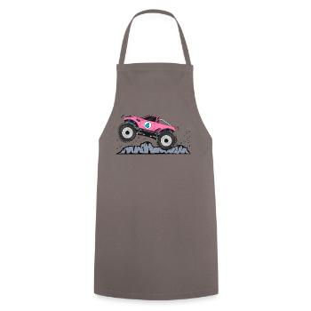 Monster Truck Birthday 4 Pink - Cooking Apron - grey - Front - AI Model Male 185 dark (185cm)