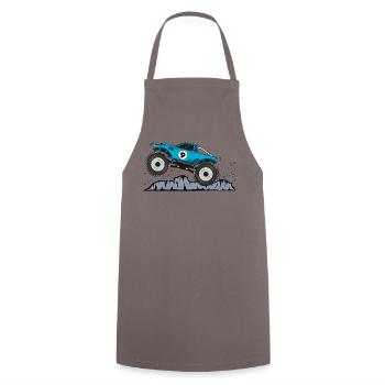 Monster Truck Anniversaire 9 Turquoise - Tablier de cuisine - gris - Devant - AI Model Male 185 dark (185cm)