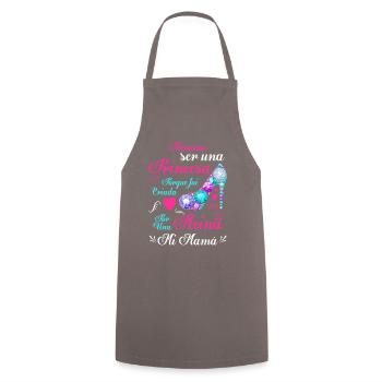 Princess and Queen: Gift for Mom - Cooking Apron - grey - Front - AI Model Male 185 dark (185cm)