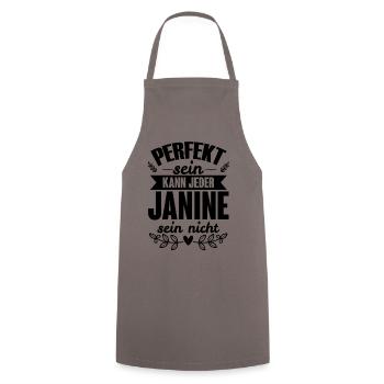 Janine - Perfekt Sein Kann Jeder Janine Sein Nicht - Kochschürze - Grau - Vorne - AI Model Male 185 dark (185cm)