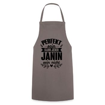 Janin - Perfekt Sein Kann Jeder Janin Sein Nicht - Kochschürze - Grau - Vorne - AI Model Male 185 dark (185cm)